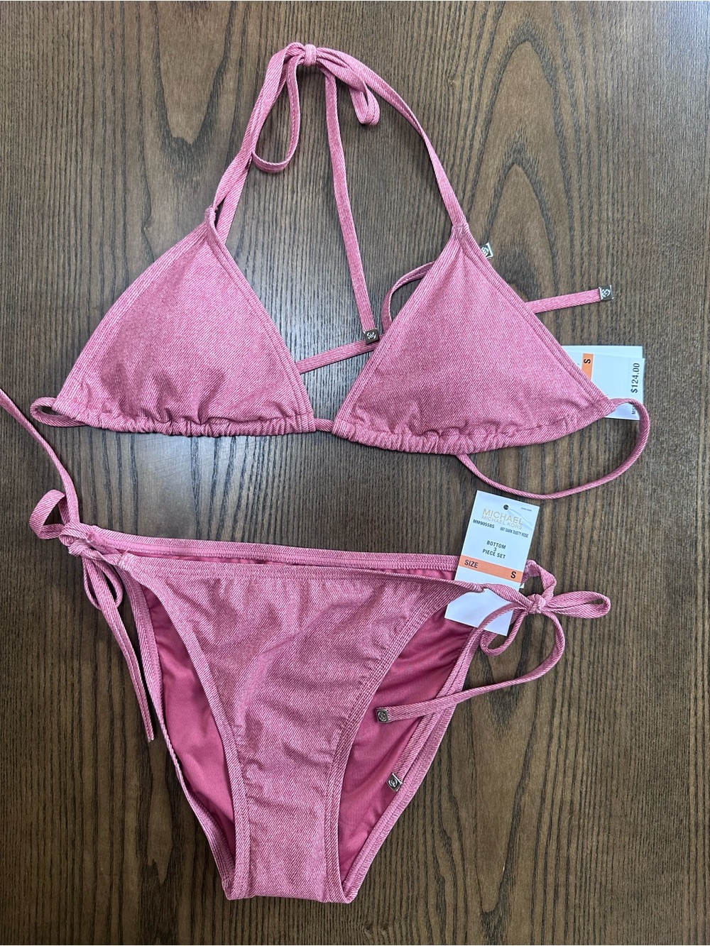 Michael Kors Dark Dusty Rose 3 Piece Bikini Set With Skirt